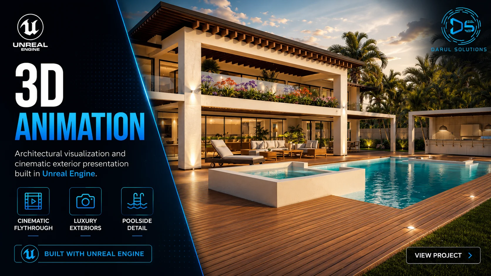 Luxury Villa 2 Exterior Animation - 3D Animations visualization screenshot 1